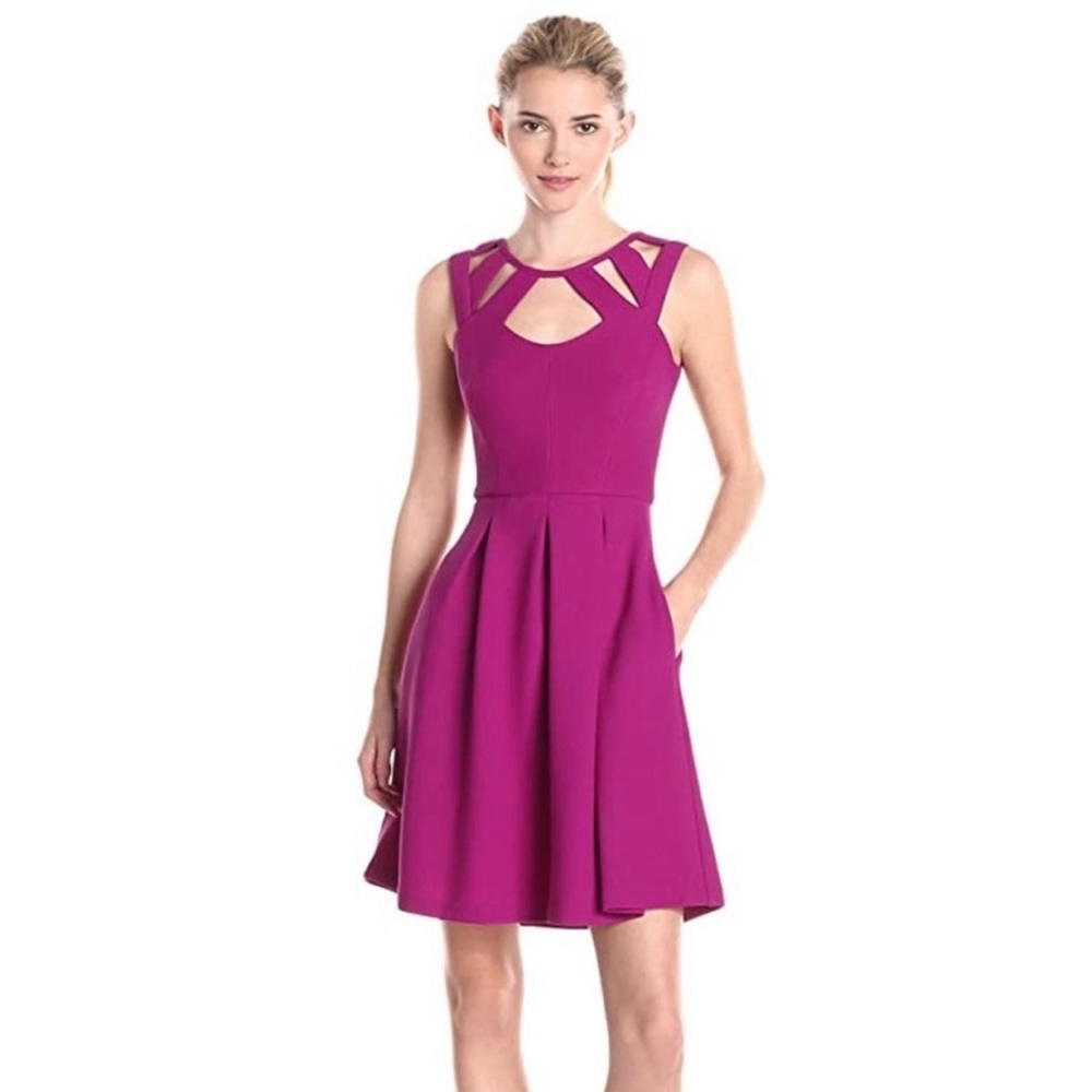 Betsey Johnson Magenta Fit and Flare Midi Dress Size 4